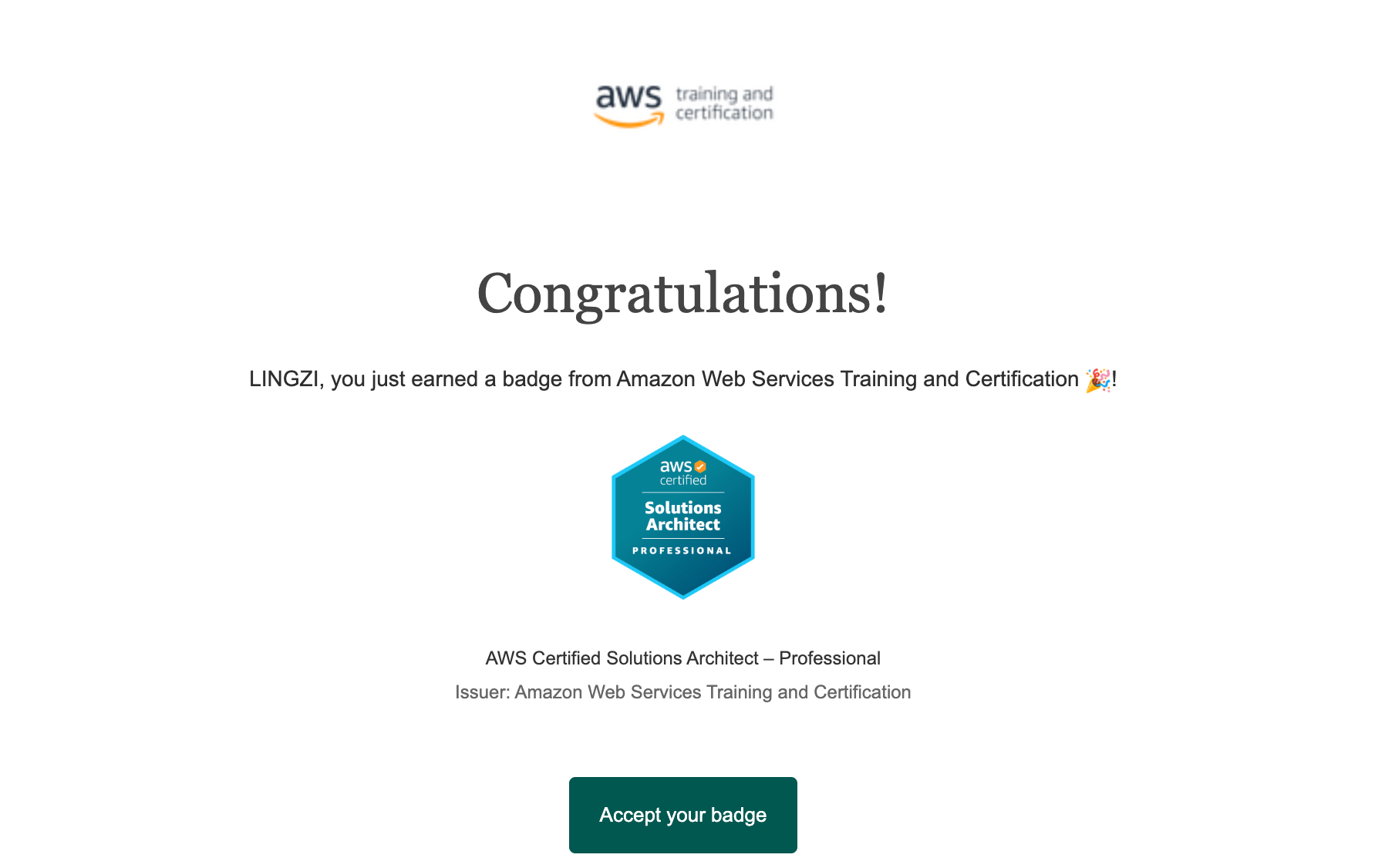 AWS Certified Solutions Architect – Professional Badge